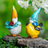 Gnomes Riding On Bird Resin Statue