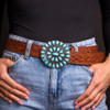 3" Round Oval Turquoise Cluster Buckle