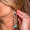 4" Melon Bead and Turquoise Beaded Teardrop Earrings