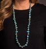 32" Melon Bead and Turquoise Chunk Beaded Necklace