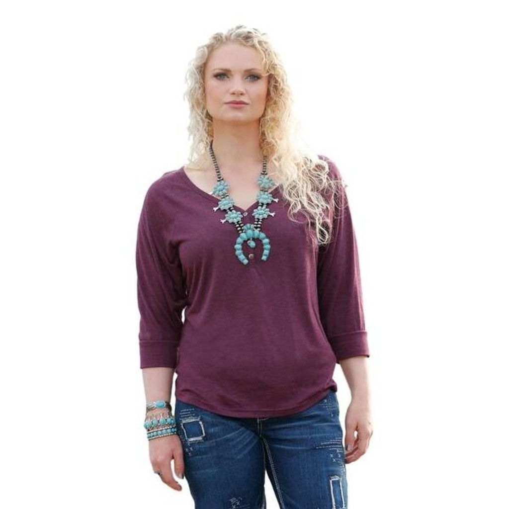 Purple 3/4 Sleeve Henley