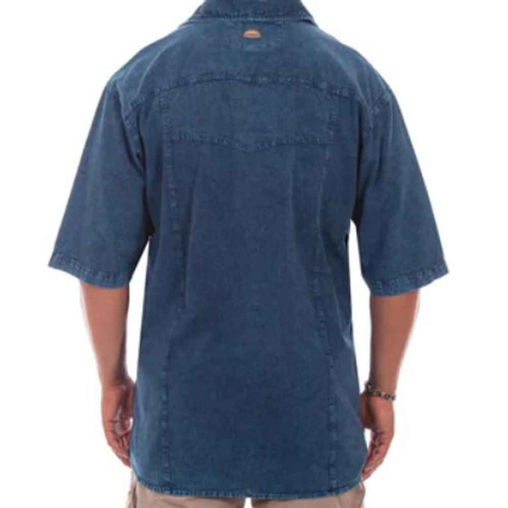 Scully Men's Distressed Denim Short Sleeve Button Up Shirt