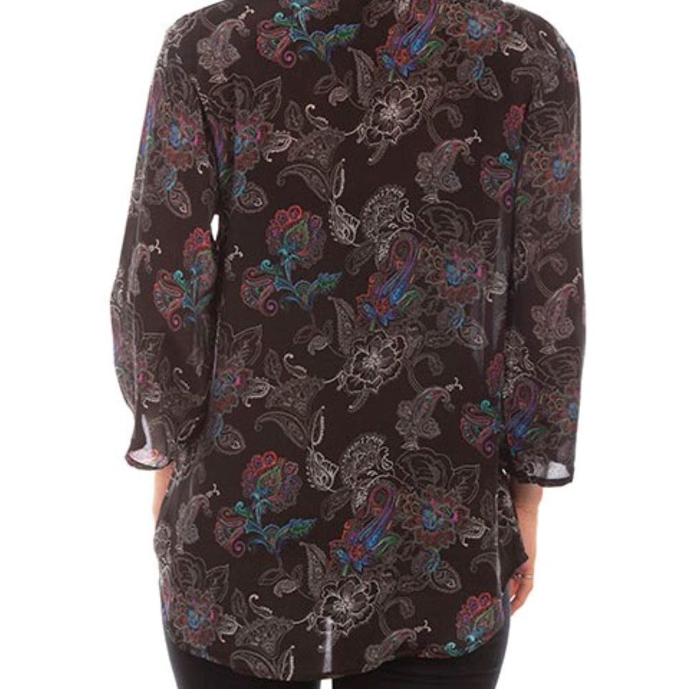Paisley Print Frill Tie Neck Long Sleeve Blouse main image 0