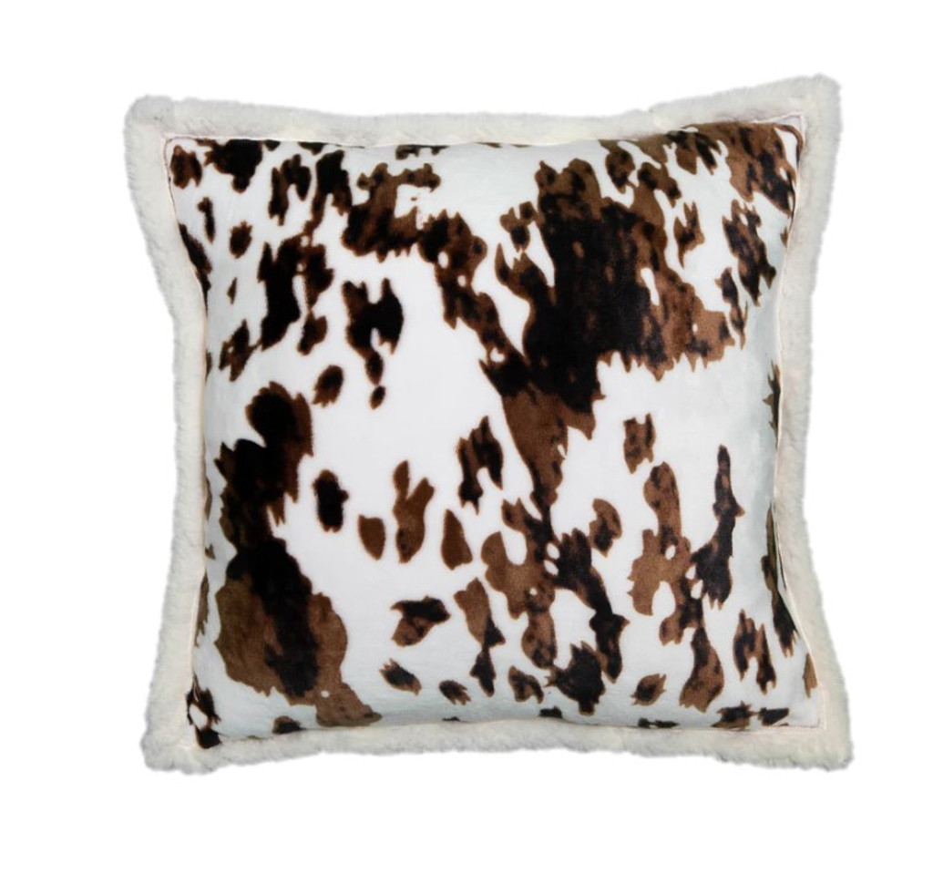 Tri-color Cowhide Plush Pillow