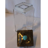 Large Glass Canister with Silver and Turquoise (10-006-0487)