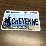 Large Cheyenne Wyoming Blue License Plate Sticker