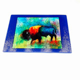 Bison Watercolor Glass Cutting Board