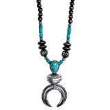 Faux Navajo Pearl Squash Necklace with Turquoise Accents