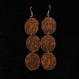 Stamped Leather Three Tier Dangle Earrings