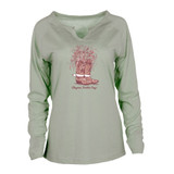 Sage Green Long Sleeve Tee With Cowboy Boot Vase