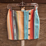 Turquoise Serape Side Button Skirt