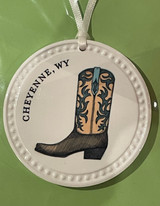 CHEYENNE WY COWBOY BOOT ORNAMENT