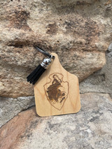 WOOD EARTAG KEYCH