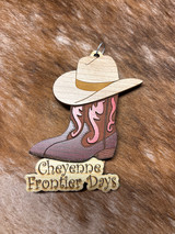 WOOD CFD BOOT & HAT ORNAMENT