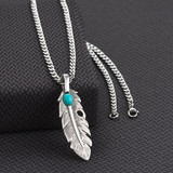 Feather Necklace with Turquoise Stone