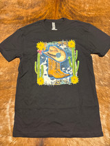BLACK BOOTS AND HAT GRAPHIC T-SHIRT