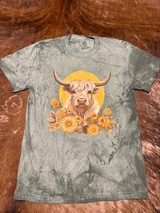 MINT HIGHLAND COW GRAPHIC T-SHIRT