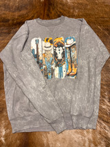 GRAY GRAPHIC BOHO SWEATSHIRT