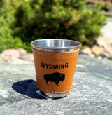WYO Leather Wrapped Metal Shot Glass