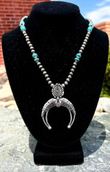 Silver & Turquoise Squash Blossom Necklace