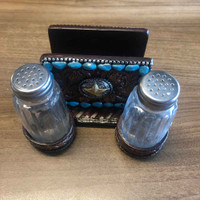 Western Turquoise  Napkin, Salt and Pepper Shakers Set