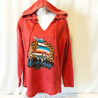 Cheyenne Red Serape Bucking Horse Hoodie