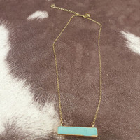 Dainty Gold Turquoise Bar Necklace