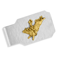 Rippled Money Clip With Bull Rider