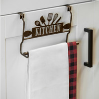 Metal Kitchen Over the Cabinet Towel Holder