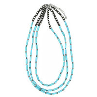 Three Strand Turquoise Tube Bead & Faux Navajo Pearl Necklace
