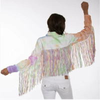 Tie Dye Denim & Fringe Jacket