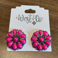 Silver and Pink Flower Post Earring