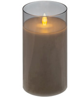 Flameless LED Candle in Smoked Grey Glass 4"