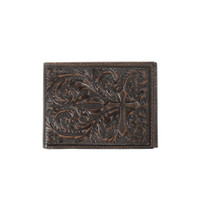 Embossed Scrolling Cross Bifold Wallet