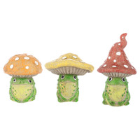 Frog with Mushroom Hat Figurines