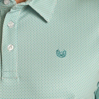 Turquoise Ditzy geo Print Polo