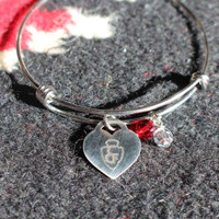 Bangle Bracelet with CFD Arrowhead Heart Charm (05-001-1160)