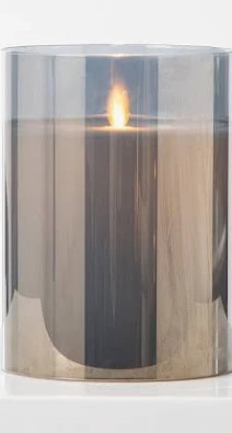 Moving Flameless LED Smokey Glass Pillar Candle