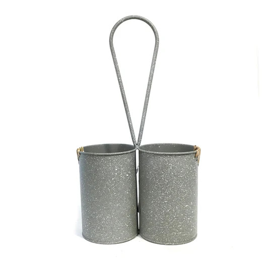 Rustic Metal 2 Bottle Wine Caddy with Carry Hook