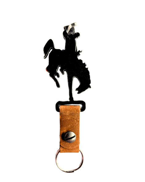 Wyoming Steamboat Leather and Steel Key Ring