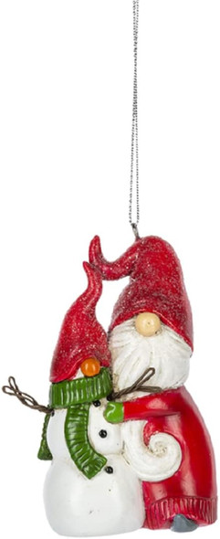 Gnome Hugging Snowman Ornament