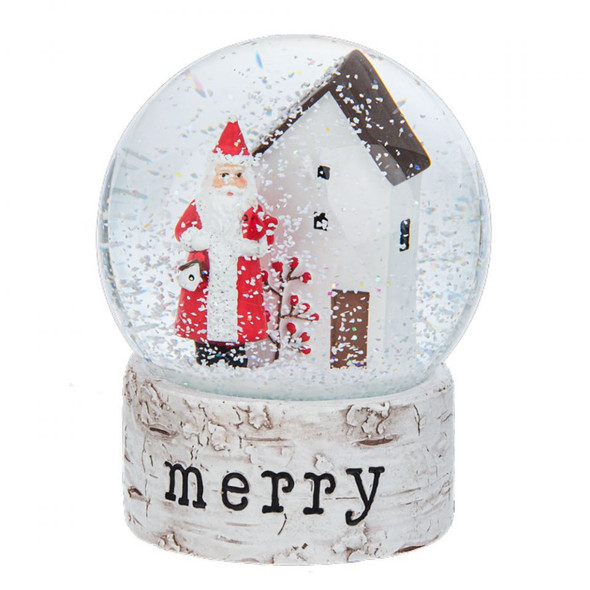 Winterberry Santa Snow Globe