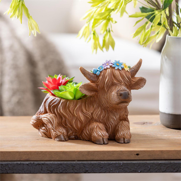 Highland Cow Faux Floral Table Décor