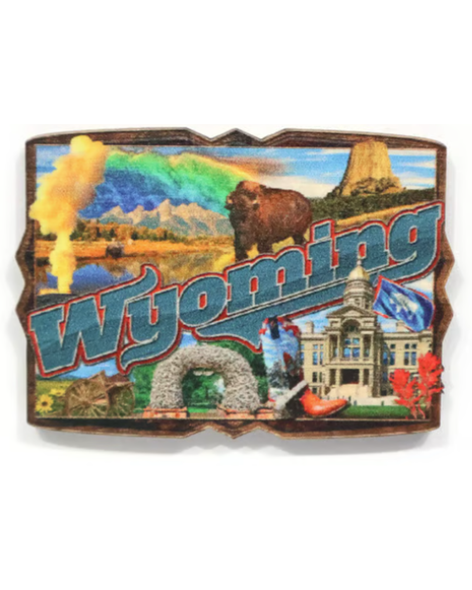 Wooden Wyoming Magnet