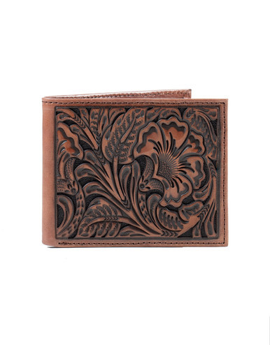 Floral Embossed Leather Bifold Wallet