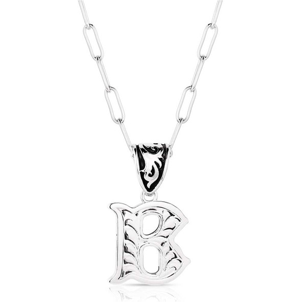Engraved B Initial Necklace