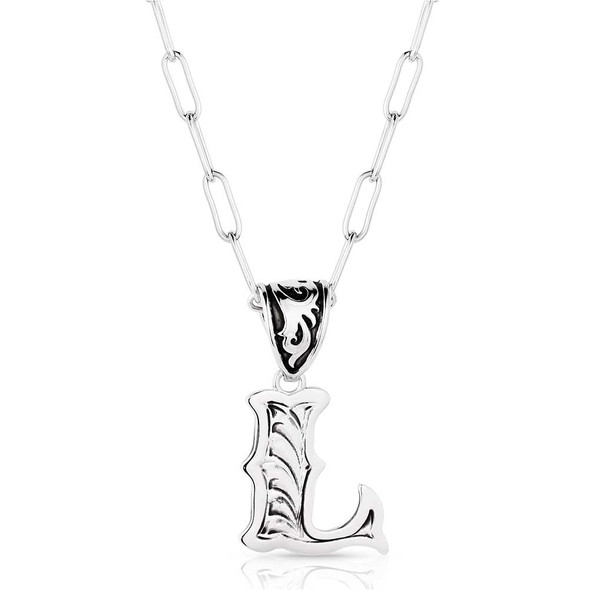 Engraved L Initial Necklace