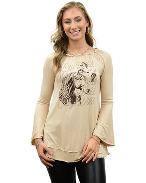 Stay Wild Horse Graphic Bell Sleeve Tunic