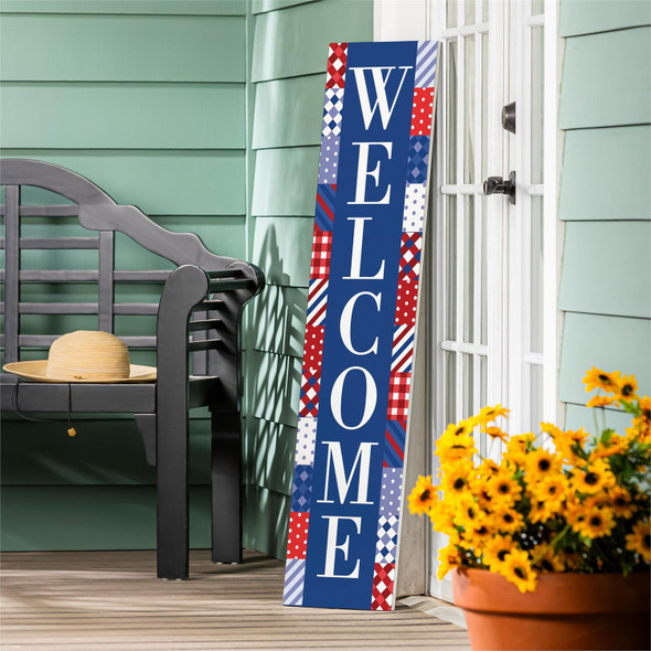 Stars and Stripes Welcome Porch Leaner