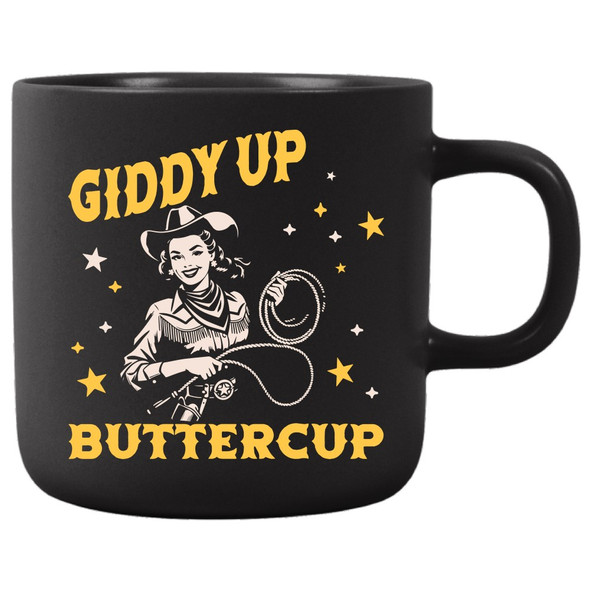 Matte Black Giddy Up Buttercup Mug